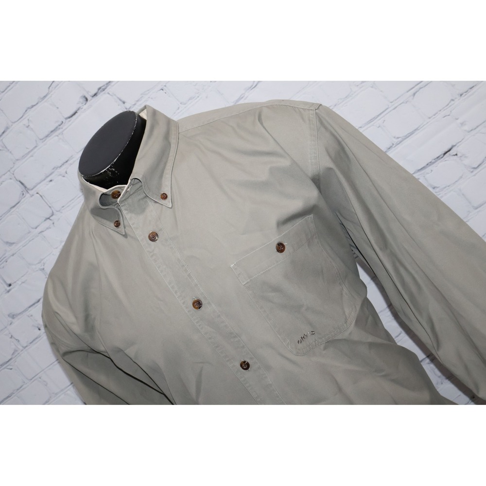 Orvis Button Down Dress Shirt Mens XL Sage Green Pheasant 1856 Cotton
